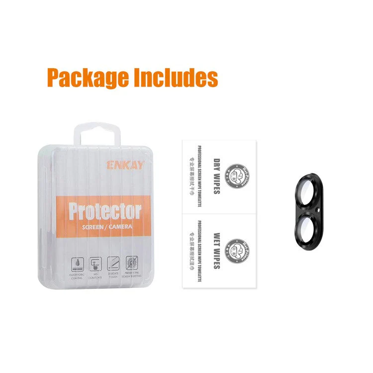 ENKAY HAT PRINCE For iPhone 16 / 16 Plus Camera Lens Protector Aluminum Alloy + Tempered Glass - Yellow - Image 2