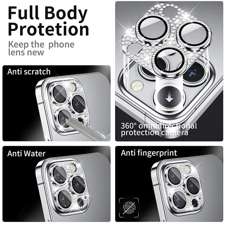 ENKAY HAT PRINCE For iPhone 16 / 16 Plus Camera Lens Protector Rhinestone Decor Metal+Tempered Glass Lens Film - Light Purple - Image 3