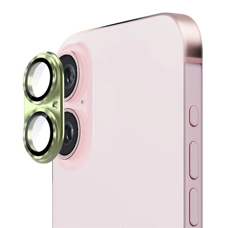 ENKAY HAT PRINCE For iPhone 16 / 16 Plus Integrated Camera Lens Protector Aluminum Alloy + Tempered Glass Lens Film - Light Green