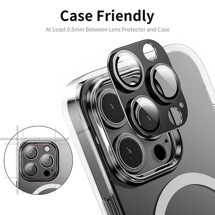 ENKAY HAT PRINCE For iPhone 16 Pro / 16 Pro Max Camera Lens Protector Aluminum Alloy + Tempered Glass - Grey - Image 4