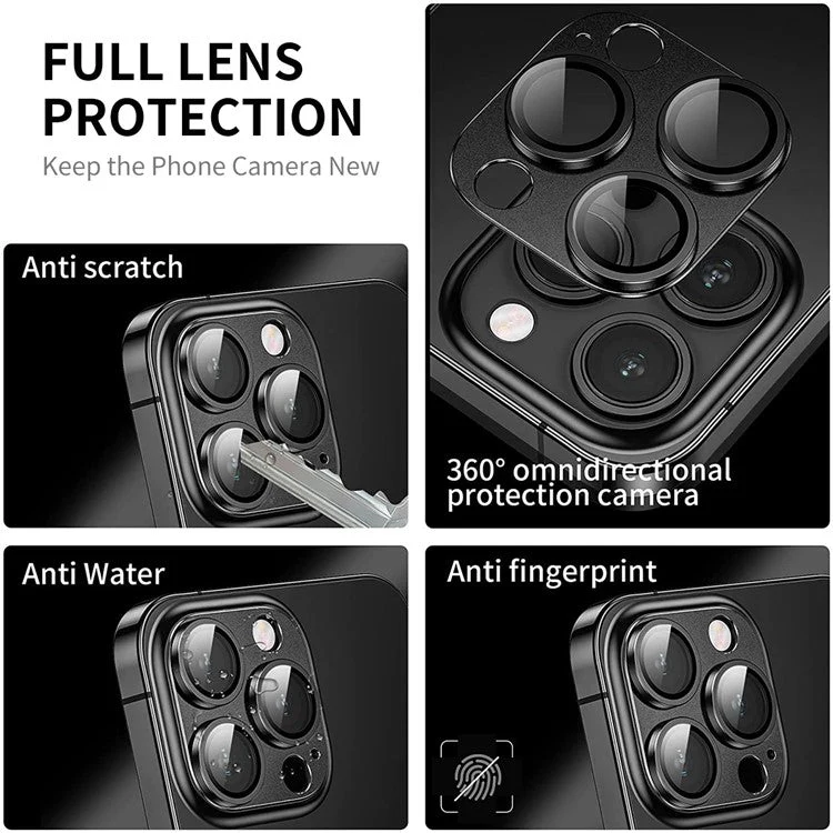 ENKAY HAT PRINCE For iPhone 16 Pro / 16 Pro Max Camera Lens Protector Aluminum Alloy + Tempered Glass - Silver - Image 3