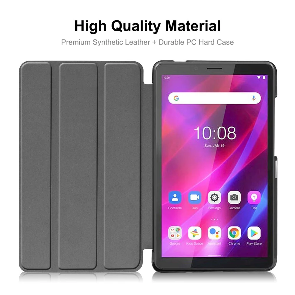 ENKAY HAT PRINCE Full Coverage Shock-Proof Tri-fold PU Leather + Hard PC Inner Tablet Stand Case for Lenovo Tab M7 (2nd Gen) / (3rd Gen) - Baby Blue - Image 6