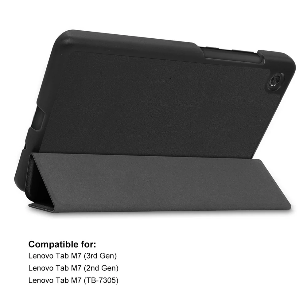 ENKAY HAT PRINCE Full Coverage Shock-Proof Tri-fold PU Leather + Hard PC Inner Tablet Stand Case for Lenovo Tab M7 (2nd Gen) / (3rd Gen) - Black - Image 2