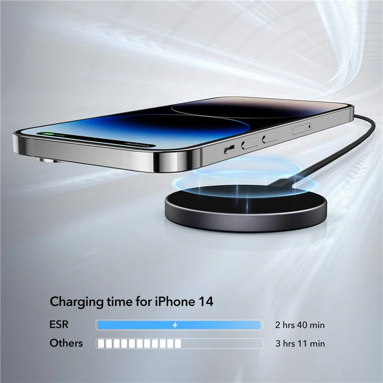ESR Mini Wireless Charger with 1.5m Cable Portable Cell Phone Fast Charger - Black - Image 5