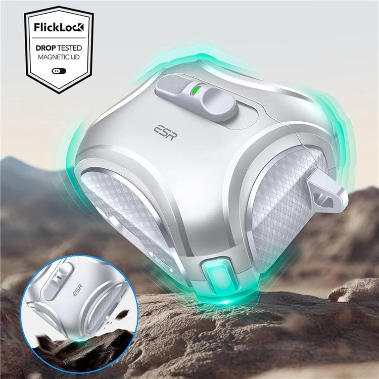 ESR Pulse Magnetic Lock Case for AirPods 4 Headset Protective Cover with Strap - Black - Image 6