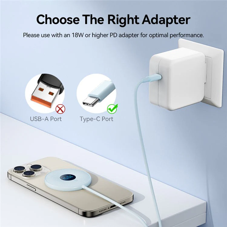 ESSAGER 15W Fast Charging Circular Magnetic Wireless Charger with Digital Display - Beige - Image 5