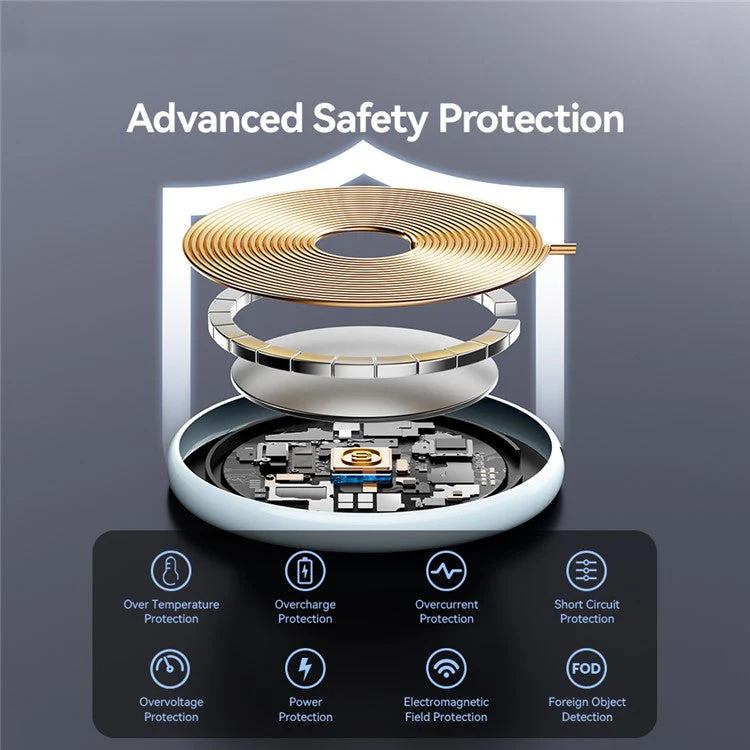 ESSAGER 15W Fast Charging Circular Magnetic Wireless Charger with Digital Display - Beige - Image 7