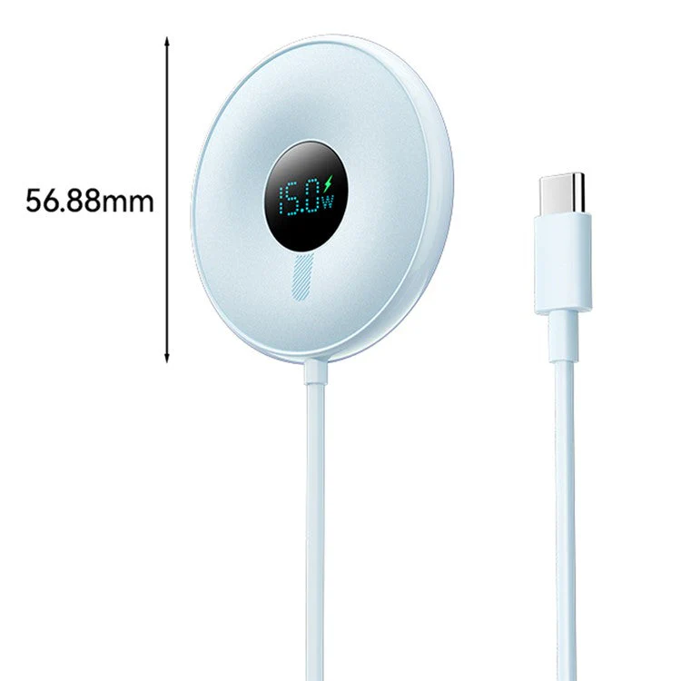ESSAGER 15W Fast Charging Circular Magnetic Wireless Charger with Digital Display - Blue - Image 8