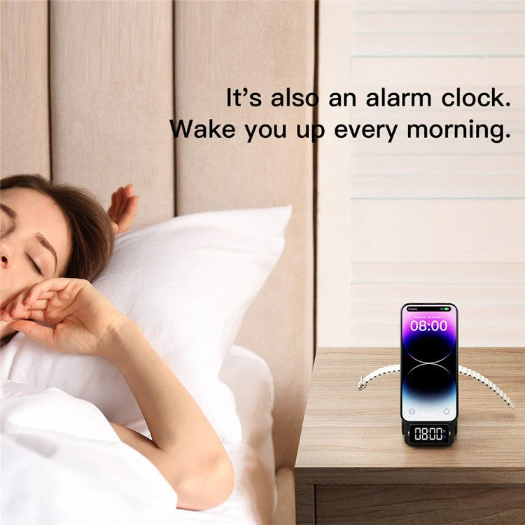 ESSAGER 15W Wireless Charger Desktop Forklift Shape Decoration Alarm Clock - Grey - Image 4