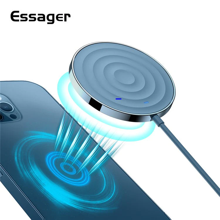 ESSAGER 15W Wireless Charging Dock Quick Charger Magnetic Fast Charging Pad for iPhone/Huawei - White - Image 3