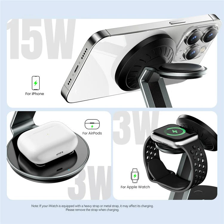 ESSAGER 3 In 1 Charging Pad 15W Wireless Charger Display Stand - Image 3