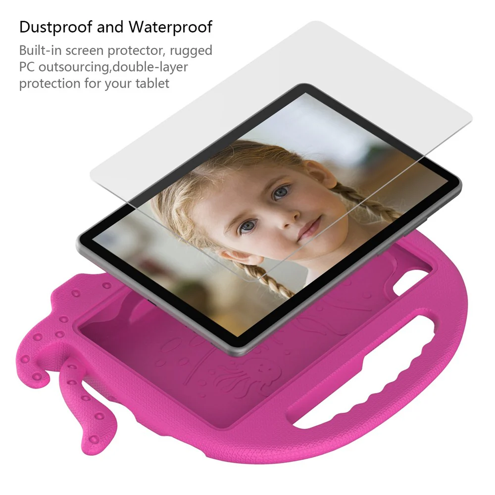 EVA Tablet Case for Lenovo Tab M8 / Tab M8 (4th Gen) 2024 TB-301XU / M8 (4th Gen) 2023 TB-300FU Octopus Case with Shoulder Strap - Rose - Image 7