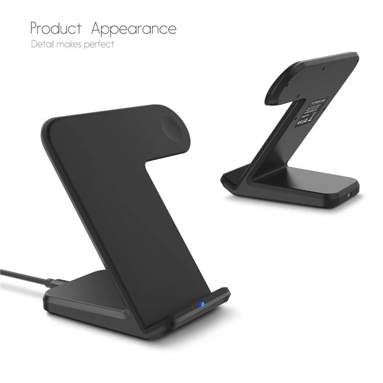 F11 2-in-1 Mobile Phone Smart Watch Wireless Charging Stand Qi Wireless Fast Charger for iPhone Samsung Apple Watch - Black - Image 2