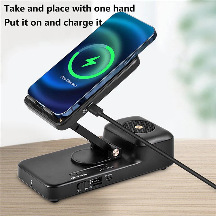 F21 Wireless Charger 15W Charging Station with Bluetooth Speaker Breathable Phone Holder - Image 3