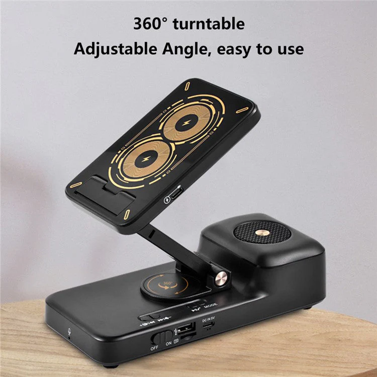 F21 Wireless Charger 15W Charging Station with Bluetooth Speaker Breathable Phone Holder - Image 4