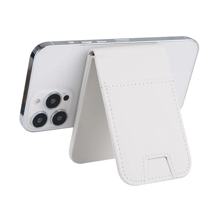 FLD-F5 3-in-1 Magnetic Wireless Charger Foldable Card Bag Mobile Phone Holder - Beige - Image 4