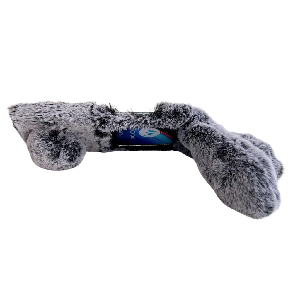 Folding Phone Case for Samsung Galaxy Z Flip7 FE 5G / Z Flip6 5G Fluffy Rabbit Ears Acrylic Cover - Black - Image 6