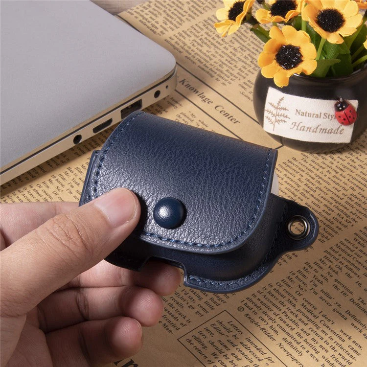 For AirPods 3 Charging Case Cover Backpack Style Leather+PC Earbuds Protective Case - Blue - Image 2
