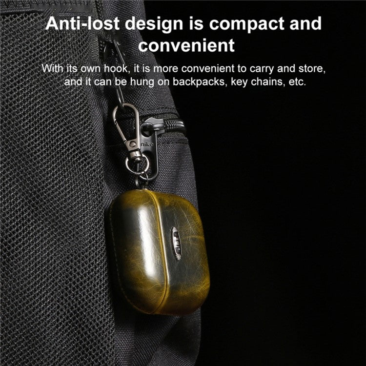 For AirPods 3 PU Leather Wireless Earphone Protective Case Cover with Hanging Buckle - Yellow - Image 5
