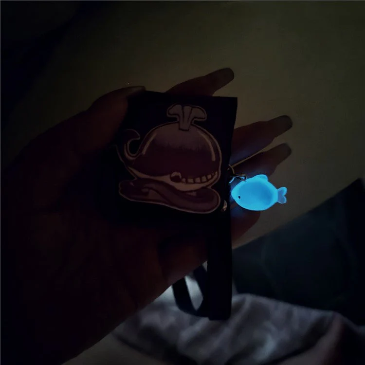For AirPods 4 / 3 / Pro 2 / Pro Case Cartoon Denim Earbud Storage Bag with Luminous Pendant - Whale - Image 3