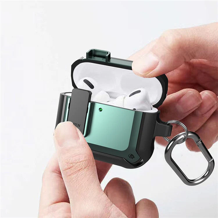 For AirPods 4 Bluetooth Earphone Cover TPU+PC Anti-Drop Case with Buckle - Blue - Image 2