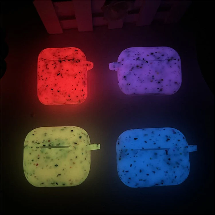 For AirPods 4 Case Bluetooth Earphone Degradable TPU Case Luminous Earbud Protective Cover with Buckle - Blue - Image 5