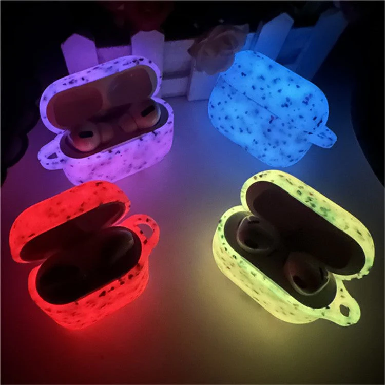 For AirPods 4 Case Bluetooth Earphone Degradable TPU Case Luminous Earbud Protective Cover with Buckle - White - Image 4