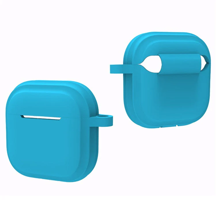 For AirPods 4 Case Bluetooth Earphone Silicone Case Earbud Protective Cover with Carabiner - Blue - Image 8
