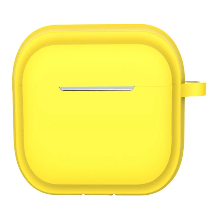 For AirPods 4 Case Bluetooth Earphone Silicone Case Earbud Protective Cover with Carabiner - Yellow