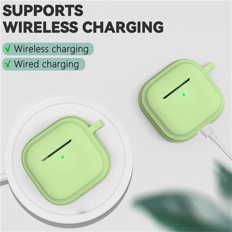 For AirPods 4 Case Bluetooth Earphone Silicone Case Earbud Protective Cover with Carabiner - Yellow - Image 4