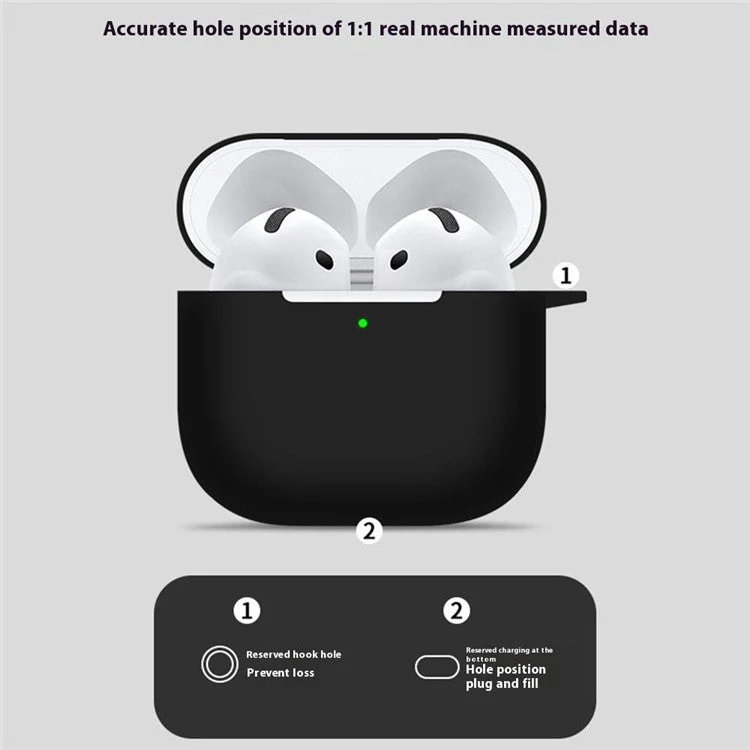 For AirPods 4 Case Bluetooth Earphone Silicone Case Earbud Protective Cover with Lanyard - Green - Image 3