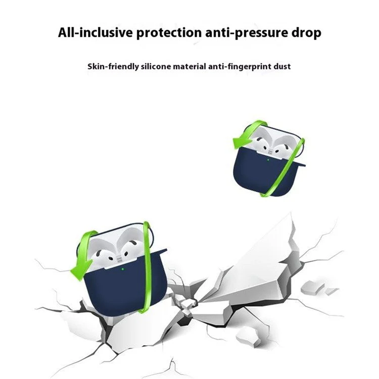 For AirPods 4 Case Bluetooth Earphone Silicone Case Earbud Protective Cover with Lanyard - Green - Image 4