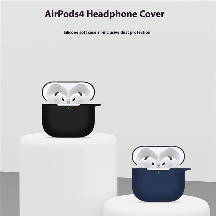 For AirPods 4 Case Bluetooth Earphone Silicone Case Earbud Protective Cover with Lanyard - Red - Image 2