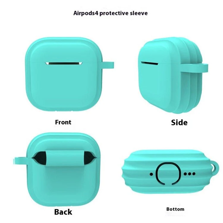 For AirPods 4 Case Bluetooth Earphone Silicone Case Protective Cover with Bamboo Shape Lanyard - Light Purple - Image 8