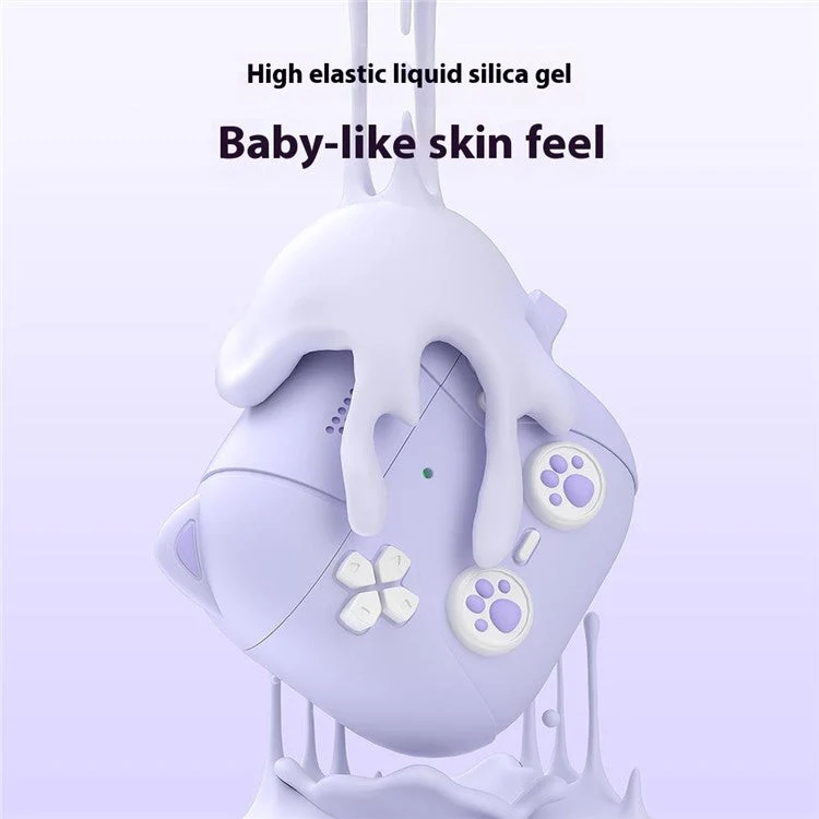 For AirPods 4 Case Cute Cat Liquid Silicone Earphone Cover - Light Purple - Image 5