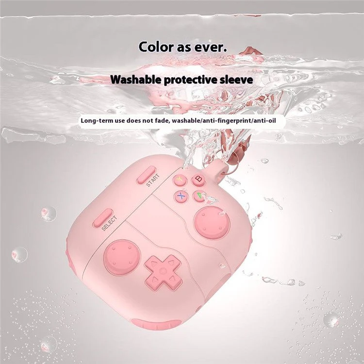 For AirPods 4 Case Game Console Shape Earphones Silicone Shell with Carabiner - Pink - Image 7