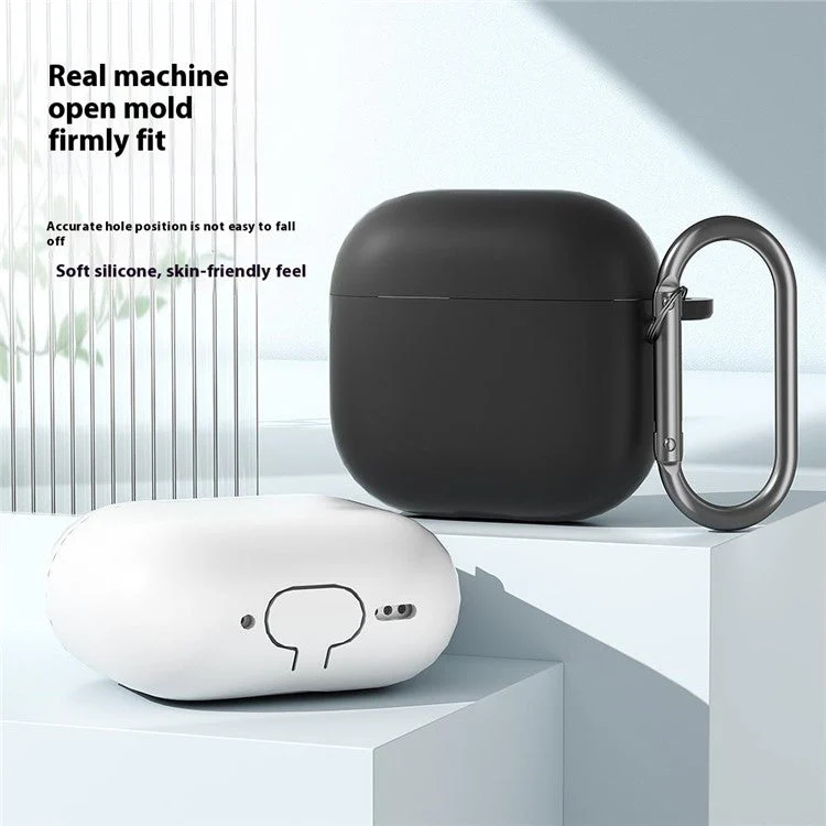 For AirPods 4 Case Silicone Wireless Earphone Protective Cover with Carabiner - Sky Blue - Image 2