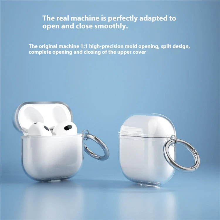 For AirPods 4 Charging Case Cover Bluetooth Earbuds Clear TPU Protective Case with Hook - Glitter Transparent - Image 7