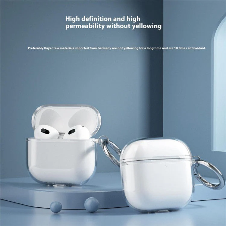 For AirPods 4 Charging Case Cover Bluetooth Earbuds Clear TPU Protective Case with Hook - Transparent - Image 8