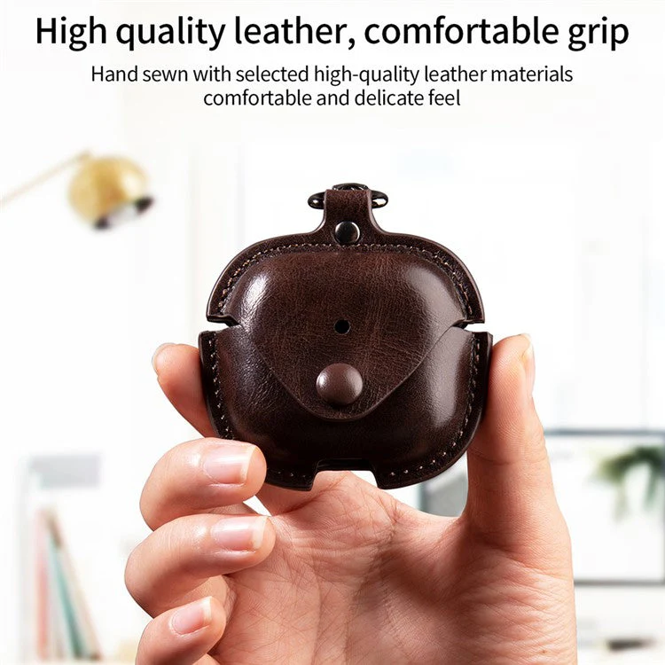 For AirPods 4 Charging Case Cover Leather+PC Earbuds Protective Case - Black - Image 3