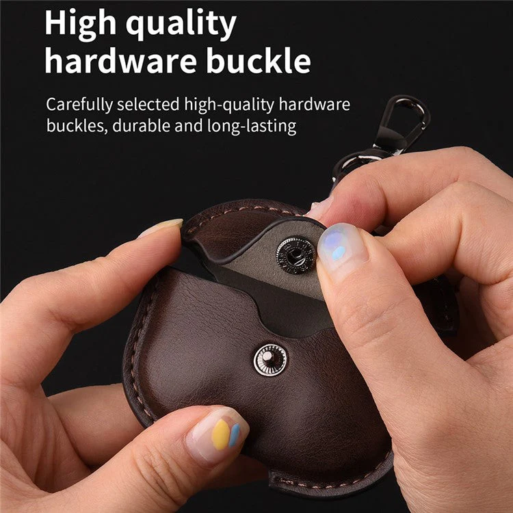 For AirPods 4 Charging Case Cover Leather+PC Earbuds Protective Case - Dark Brown - Image 5