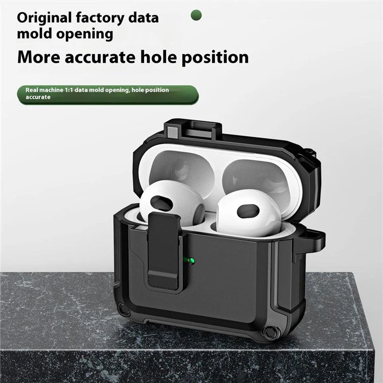 For AirPods 4 Earphone Case Automatic Eject TPU+PC Protective Cover with Carabiner - Yellow - Image 8