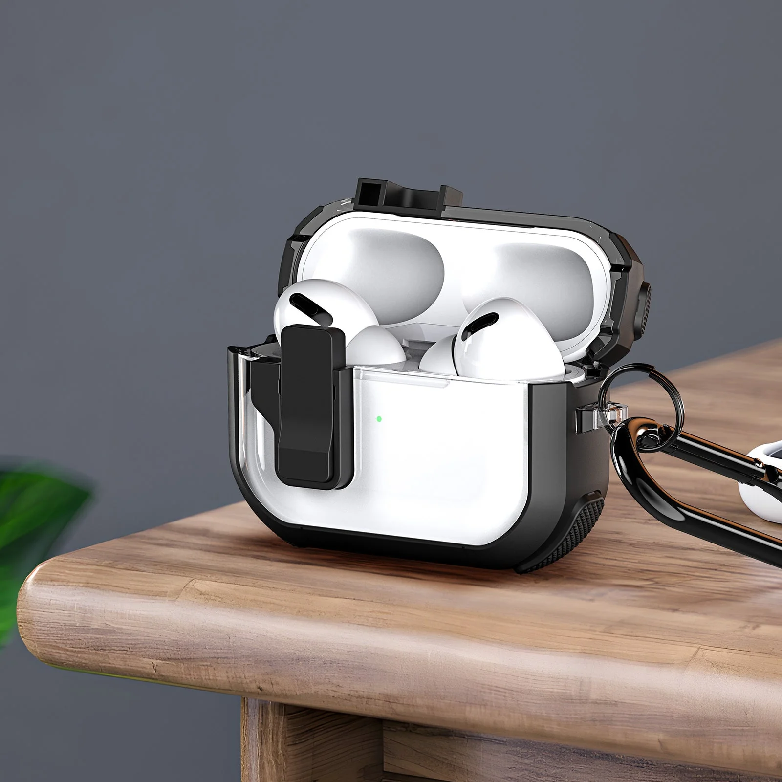 For AirPods 4 Earphone Case DUX DUCIS PECN Series PC+TPU Case Bluetooth Earphone Cover with Hook - Black - Image 8