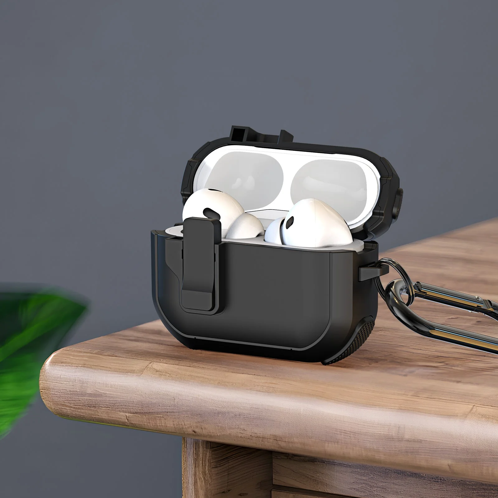 For AirPods 4 Earphone Case DUX DUCIS PECP Series PC+TPU Bluetooth Earphone Cover with Hook - White - Image 8
