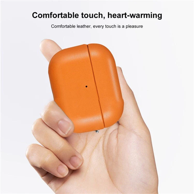 For AirPods 4 Earphone Case Glossy PC + PU Leather Protective Cover with Hanging Buckle - Black - Image 2