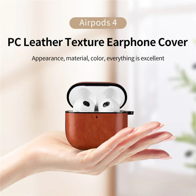 For AirPods 4 Earphone Case PC + PU Leather Protective Cover with Anti-loss Hook - Blue - Image 2