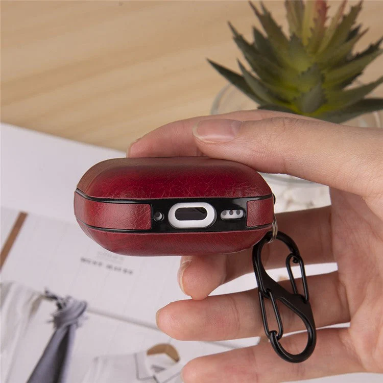 For AirPods 4 Earphone Case PC + PU Leather Protective Cover with Anti-loss Hook - Blue - Image 7