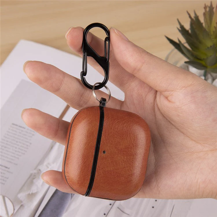 For AirPods 4 Earphone Case PC + PU Leather Protective Cover with Anti-loss Hook - Blue - Image 8
