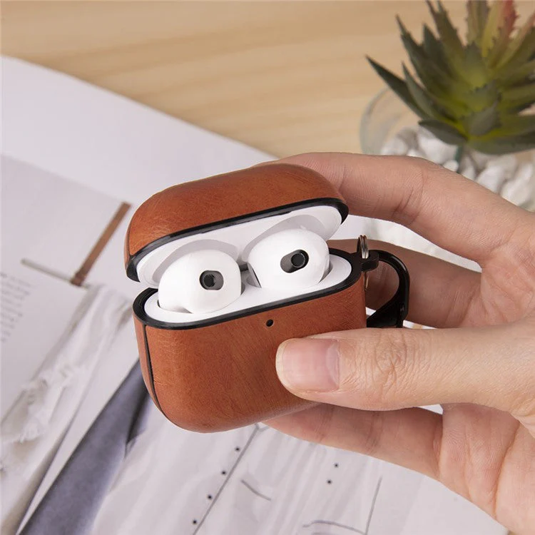 For AirPods 4 Earphone Case PC + PU Leather Protective Cover with Anti-loss Hook - Red - Image 5