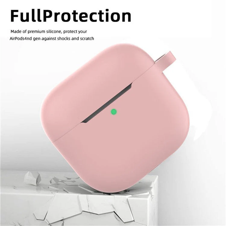 For AirPods 4 Earphone Silicone Case Set with Anti-Lost Keychain, Strap, Ear Tips, Cleaning Pen - Army Green - Image 5